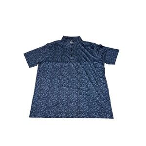 Deolax Mens XL Blue Abstract Print Performance Polo‎ Shirt Short Sleeve Stretch